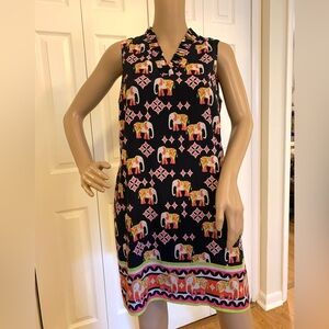 Crown & Ivy Vibrant Elephant Print Dress